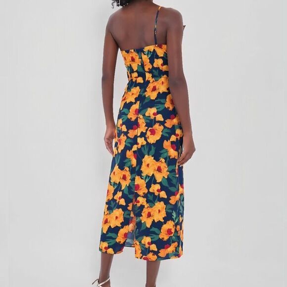 🆕️ Tuckernuck XL Hyacinth House Navy & Marigold Floral Ruffle Margot Maxi Dress - Picture 2 of 5